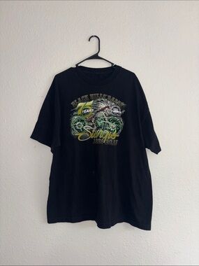 Sturgis Black Graphic Tee with Green & Yellow Print